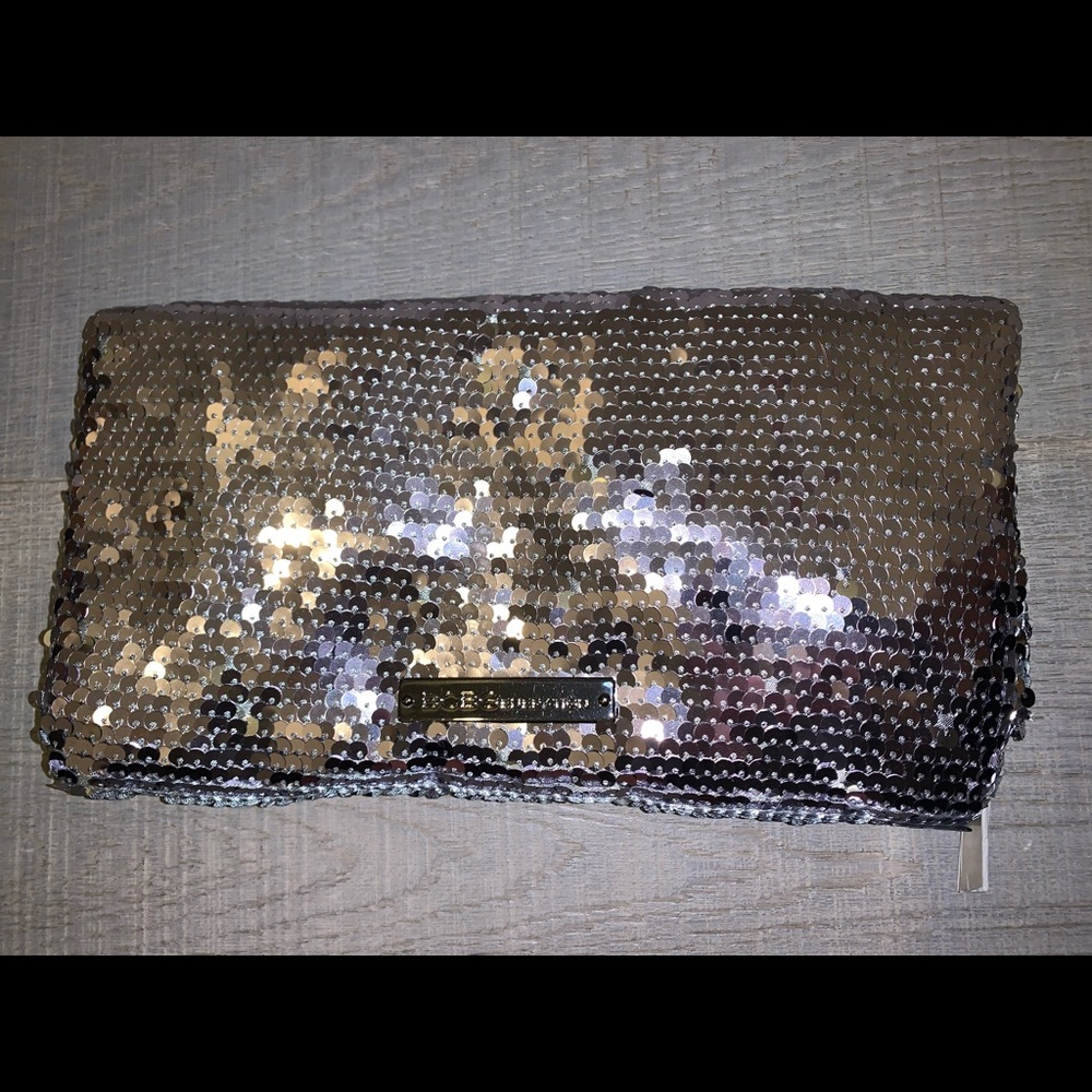 NWT BCBGeneration Silver Sequined Clutch
